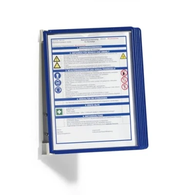 Abbildung von Durable Wand Sichttafelsystem A4 (Vario Wall 5, mit 5 Sichttafeln) dunkelblau, 555107