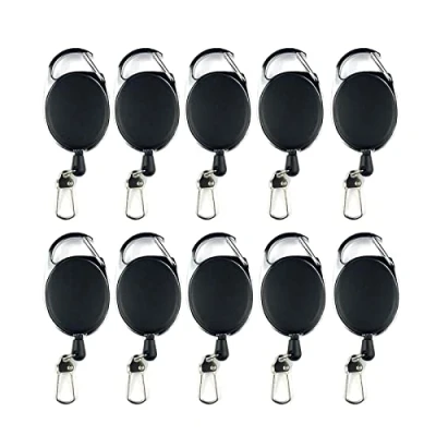 Abbildung von AMACOAM 10 Stück Schlüssel Jojo Ausweis mit Gürtelclip Schlüsselband Ausziehbar Schlüsselanhänger Key Extra Starker Feder und Reißfester Schnur für Ausweise, Schwarz