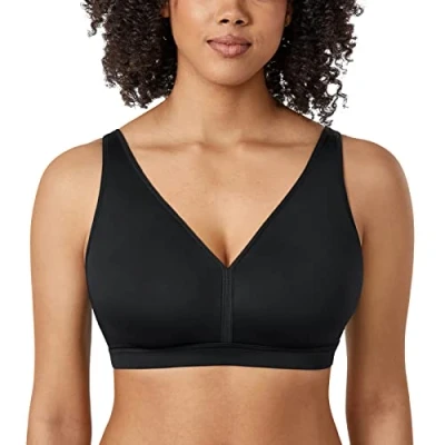 Abbildung von AISILIN Damen BH ohne Bügel Große Größen Comfy Schlaf BHS Vollschalen Soft Bequemer Schwarz 110D