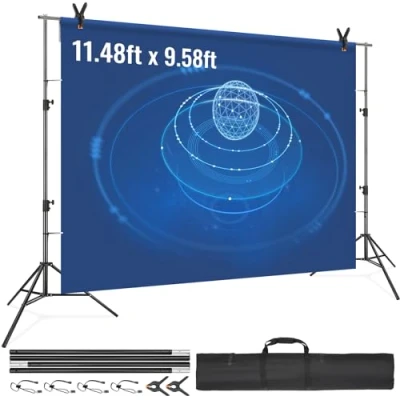 Abbildung von VEVOR Fotohintergrund Fotografie Hintergrund 2900 x 3500 mm Hintergrundstoffgröße Studio Requisiten mit 2 Dreieckshalterung, 24002920 Einstellbare Teleskophöhe Hochzeiten, Party Setups