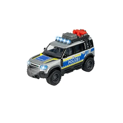 Abbildung von Majorette Land Rover Defender Polizei Auto Premium Modell, mit Dachträger, Licht &amp; Sound, Spielzeug Polizeiwagen für Kinder ab 3 Jahren, 213712000, Black