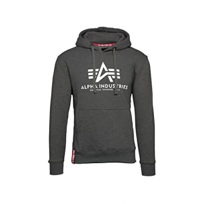 Abbildung von Alpha Industries Basic Hoody Kapuzensweat für Herren Charcoal Heather/White