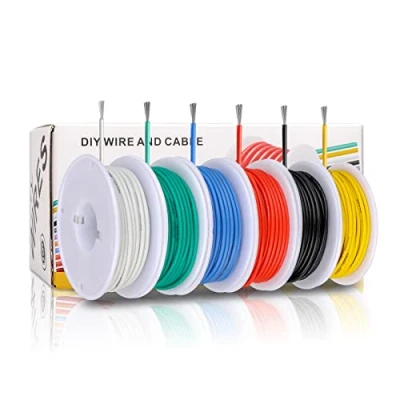 Abbildung von Coomoors 20 AWG Elektrisches Draht Set Gauge Silikon Elektrodraht verzinntes Kupferkabel 6 Farben 4 Meter pro Elektrokabel Hakendraht flexibel und weich für DIY