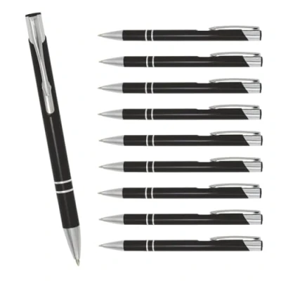 Abbildung von WPRO Cosima 10er Set Metall Kugelschreiber Großraumpatrone Blau Ergonomischer Griff 1 Schwarz