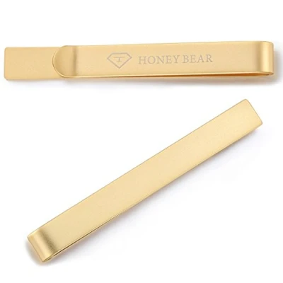 Abbildung von HONEY BEAR 5.4cm Herren Glänzend Silber Krawattennadel Krawattenklammer Edelstahl Tie Clip (Mattes Silber)