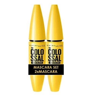 Abbildung von Maybelline New York Schwarze Mascara für kolossales Volumen, Mit Collagen, Wimperntusche im Doppelpack, Volum&#039;Express The Colossal, Black (Schwarz), 2 x 10,7 ml