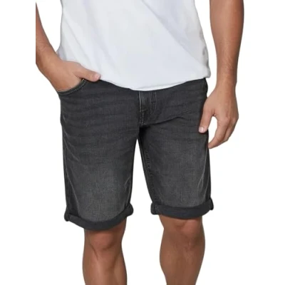 Abbildung von TOM TAILOR Jeans Shorts Herren Stretch Kurz Regular Slim Fit Josh Kurze Hosen Bermuda Sommer Denim Einfarbig Schwarz w31, Größe:W 31, Farbe:Black Wash (10270)