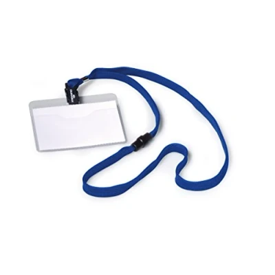 Abbildung von Durable Namensschild (mit Textilband 10, 60 x 90 mm, Bandlänge 44 cm) Packung à 10 Stück, blau, 813907