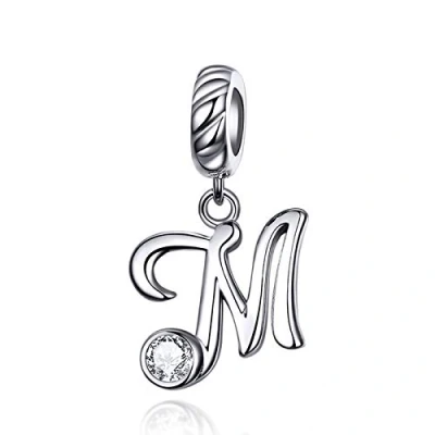 Abbildung von LaMenars Damen Charm Anhänger Alphabet Buchstabe 925 Sterling Silber passend für, Chamilia und europäische Armbänder &amp; Halsketten (Buchstabe M)