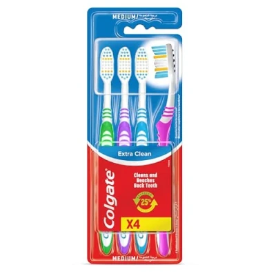 Abbildung von Colgate Extra Clean Zahnbürste, Medium, (1 Packung, 4 Stück)