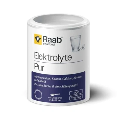 Abbildung von Raab Vitalfood Elektrolyte Pur, 170g, vegan, mit Messlöffel, ohne Zucker und Süßungsmittel, Perfekt für Sportler bei Flüssigkeitsverlust