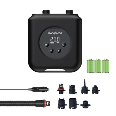 Abbildung von ‎dwndpump Elektrische SUP Pumpe HOBO PRO, Akku 20PSI 4000 mAh &amp; DC Auto Verbinder, Zweistufige kabellose, Paddle Board auch für Kajaks, Matratze, Wind Wings, Yoga Ball(Grau)