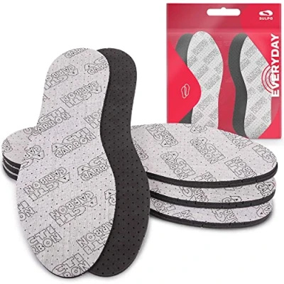 Abbildung von SULPO 4 Paare Einlegesohlen gegen Schweißfüße Acti Carbon Einlagen mit Aktivkohle für Damen und Herren Schuheinlagen anit Schweiß fuer Arbeitsschuhe Gummistiefel/Größe 36 46 (37)