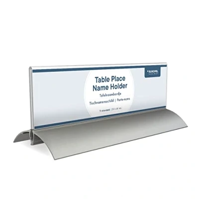 Abbildung von EUROPEL 350087 Tisch Namensschild, Aluminium Acryl, 61 x 210mm.