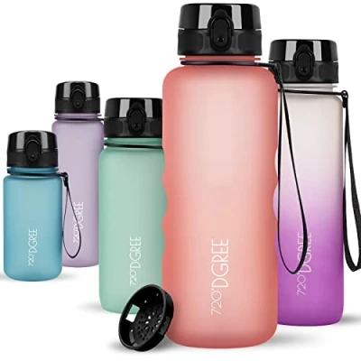 Abbildung von 720DGREE Trinkflasche 1,5 Liter “uberBottle“ softTouch +Sieb BPA Frei XL Wasserflasche für Gym, Fitnessstudio, Workout, Fitness, Sport, Outdoor Große Sportflasche aus Tritan Leicht, Stoßfest