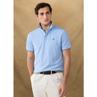 Abbildung von Hackett London Heritage Tipped Poloshirt, Herren, Größe: Medium, Summer blue