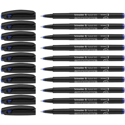Abbildung von Schneider, 184503, Topball 845 Tintenroller(stabiler Edelstahlspitze, 0,3mm) 10er Packung, blau