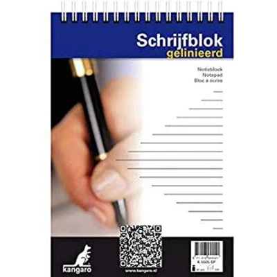 Abbildung von Notizblock Kangaro A5 liniert 60grs 100 Blatt Oberspiralbindung