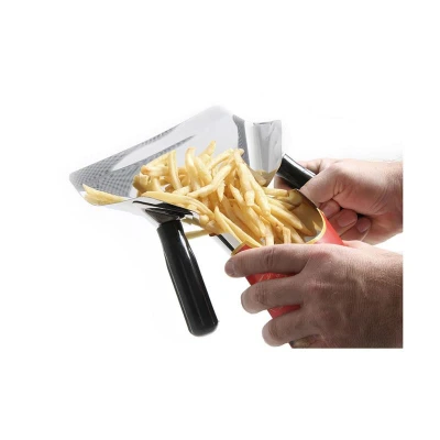 Abbildung von HENDI Pommesschaufel 23 x 22 cm Einfüllöffnung: 7,5 Edelstahl Kunststoffgriff, Pommes Frites Schaufel Gastro