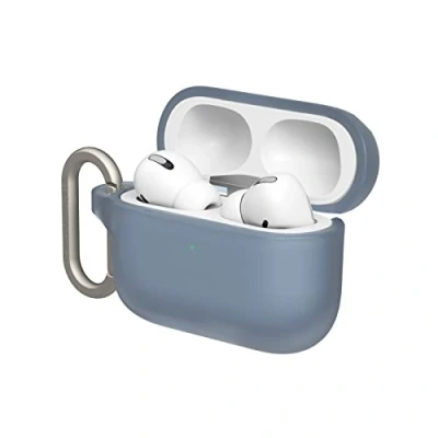 Abbildung von RHINOSHIELD AirPods Case mit Karabiner kompatibel Apple [AirPods Pro] Fallschutz in Militärqualität, Kratzfest, kabelloses Aufladen [Silbergrau, Standard Set]