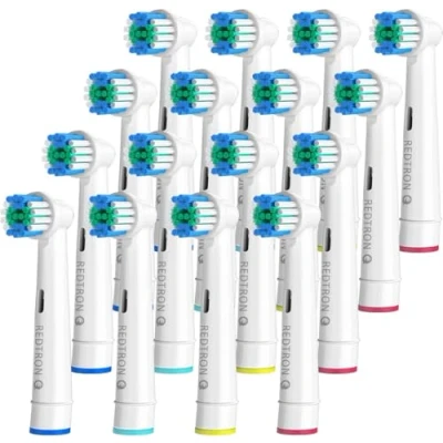 Abbildung von REDTRON Aufsteckbürsten für Oral B, Elektrische Ersatzbürstenköpfe Precision Clean, Zahnbürstenköpfe kompatibel mit Pro1000 Pro3000 Pro5000 Pro7000 und mehr (16er Pack)