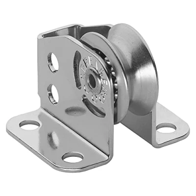 Abbildung von Sprenger Umlenkrolle mit Kugellager Micro XS I Wälzlager aus Edelstahl für 4mm Drahtseil Seilrolle Befestigungslöcher, Umlenkblock stehend, klein und kompakt