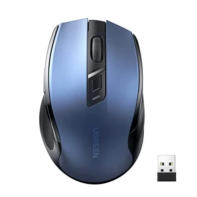 Abbildung von UGREEN 2.4G Maus kabellos mit 4000 DPI, Ergonomisches Design, Wireless Mouse USB Empfänger, 18 Monate Akkulaufzeit, funkmaus kompatibel Laptop Computer Windows macOS Linux (Blau)