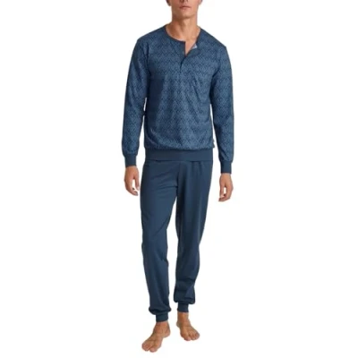 Abbildung von CALIDA Relax Imprint Bündchen Pyjama Herren, aus 100% Baumwolle, Hose mit stoffbezogenem Gummibund