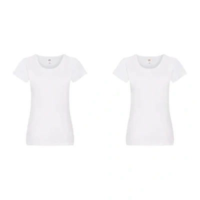 Abbildung von GIDUTEX Damen Tshirt von Fruit of The Loom 2er 3er 4er Pack S 2XL (DE/NL/SE/PL, Alphanumerisch, L, Regular, 2, White)