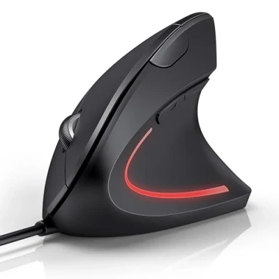 Abbildung von TECKNET Ergonomische Maus mit USB Kabel, 6400 DPI 6 Tasten Vertikale Maus, Optische Computermaus LED Beleuchtung, Vertical Ergonomic Optical PC Mouse für Windows und Mac OS