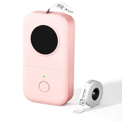 Abbildung von Phomemo Mini Etikettendrucker D30 Aufkleberdrucker Bluetooth Thermoetikettendrucker Entzückender Etikettieraufkleberhersteller, erfahrener Freundlich für Büro, fähibel mit iOS Android, Rosa