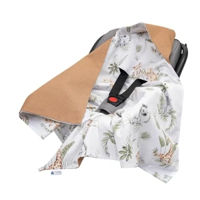 Abbildung von Medi Partners Einschlagdecke 100% Baumwolle Waffle 85x85cm Kuscheldecke für Kinderwagen Babyschale universal Baby Decke doppelseitig Babydecke Buggy Autositz