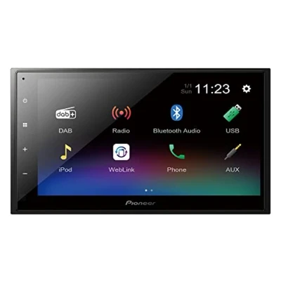 Abbildung von Pioneer DMH A340DABAN, 2 DIN Multimedia Player, kurze Einbautiefe, 6,8 Zoll ClearType Touchscreen, Smartphone Anbindung, DAB/DAB+ Digitalradio, Bluetooth, 13 Band Grafikequalizer, inkl. DAB Antenne