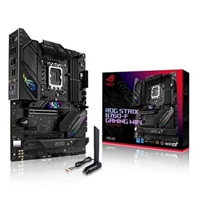 Abbildung von ASUS ROG STRIX B760 F GAMING WiFi Mainboard Sockel Intel LGA 1700 (Intel B760, ATX, DDR5 Speicher, PCIe 5.0, 6E, 3x 4.0 M.2, Aura Sync)