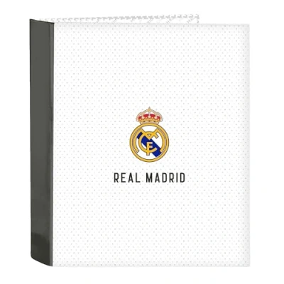Abbildung von REAL MADRID 1. AUSSTATTUNG 24/25 Folder mit 4 Ringen, ideal für Kinder aller Altersgruppen, bequem und vielseitig, Qualität Ausdauer, 27 x 6 33 cm, weiß/grau