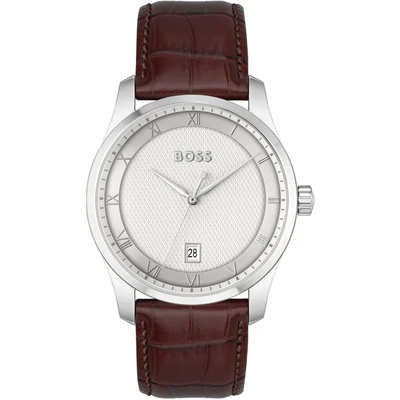 Abbildung von BOSS Principle Uhr brown/silvercoloured/white, Herren, Größe: One Size, Brown/silver coloured/white