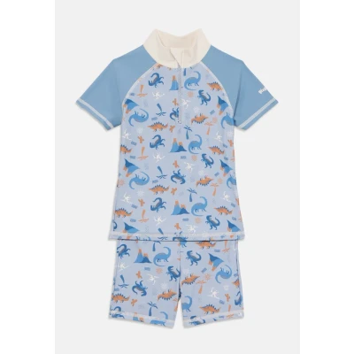 Abbildung von Playshoes Unisex Kinder UV Schutz Bade Set zweiteilig Schwimmshirt Badeshorts Badebekleidung, Dino Allover, 122/128