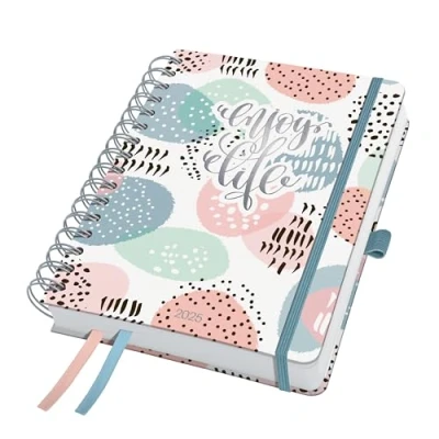 Abbildung von SIGEL J5602 Spiral Kalender Jolie 2025, Rose Inspiration, ca. A5, Hardcover, Gummiband, Stiftschlaufe, Einstecktasche, 2 Zeichenbänder, 240 Seiten, vegan, aus nachhaltigem Papier, Terminplaner
