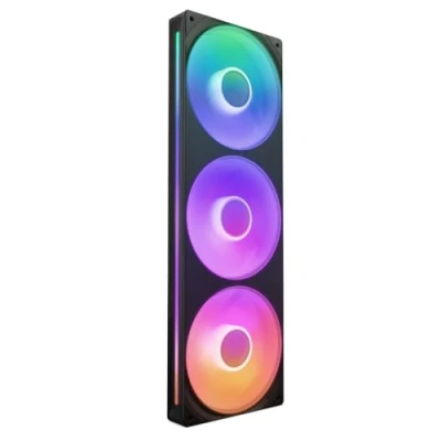 Abbildung von NZXT F360 RGB Core 360 mm Einzelrahmen Lüftereinheit mit 3 x 120 Lüftern Drehzahl und Beleuchtungssteuerung Hoher statischer Druck Luftstrom 8 aRGB LEDs pro Lüfter Schwarz