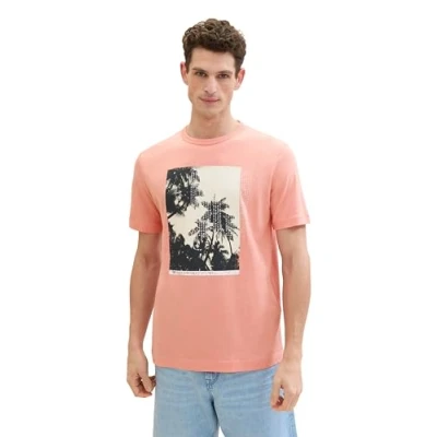 Abbildung von TOM TAILOR Herren Basic T Shirt mit Fotoprint, Hazy Coral Rose, XXL