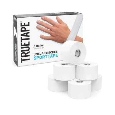 Abbildung von TRUETAPE Sporttape 6 Rollen (3,8 cm x 10 m) Starres Medizinisches Starke Haftung, Reißfest &amp; Hautfreundlich Stabilisierung für Gelenke Weiß