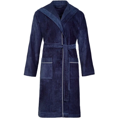 Abbildung von ESPRIT Unisex Bademantel Box mit Kapuze Velours Frottier, Navy Blue, S
