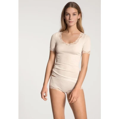Abbildung von CALIDA Richesse Lace Langarmshirt Damen, aus Schurwolle und Seide, Feinripp, temperaturausgleichend geruchsneutralisierend