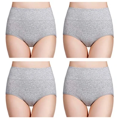 Abbildung von wirarpa Damen Unterhosen Baumwolle Slips Hoher Taille Atmungsaktive Taillenslip Wochenbett Unterwäsche Mehrpack Größen 32 58, Grau, Small (36)