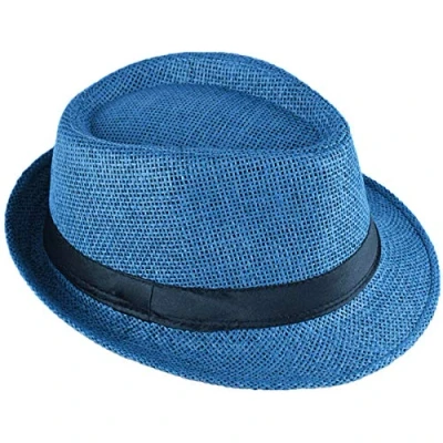 Abbildung von Miobo Strohhut, Panamahut Fedorahut,Trilby Design,Sonnenschutz 56 Strohhut Königsblau