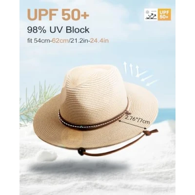 Abbildung von Zylioo Stroh Sonnenhut Kleine Kopf,UV Schutz Fedora Strohhut Größen,Strandhut Sommerhut Größe S für Sommer Urlaub