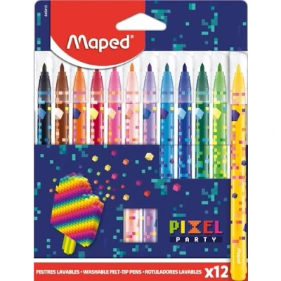 Abbildung von Maped Filzstifte, Fasermaler COLOR&#039;PEPS Pixel PARTY mit mittlerer Spitze coolen Motiven x12 Stifte