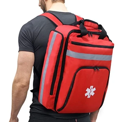 Abbildung von Medizinischer Notfall Rucksack, Erste Hilfe Tasche, leer, Ersthelfer Traumatasche mit reflektierenden, großen Kapazität, Tasche (nur Tasche) (rot)