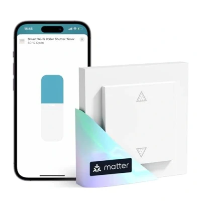 Abbildung von Meross Matter Smart Rolladenschalter WLAN 55x55mm, Home Rolladensteuerung für Jalousien kompatibel mit Apple HomeKit, Alexa und Google Home(NEUTRALKABEL ERFORDERLICH)