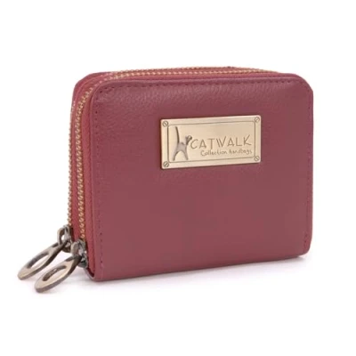 Abbildung von Catwalk Collection Handbags Damen Leder Geldbörse Portemonnaie Mittelgroß Münzbörsen mit 13 Kartenfächer RFID Blocker ISLA Rot